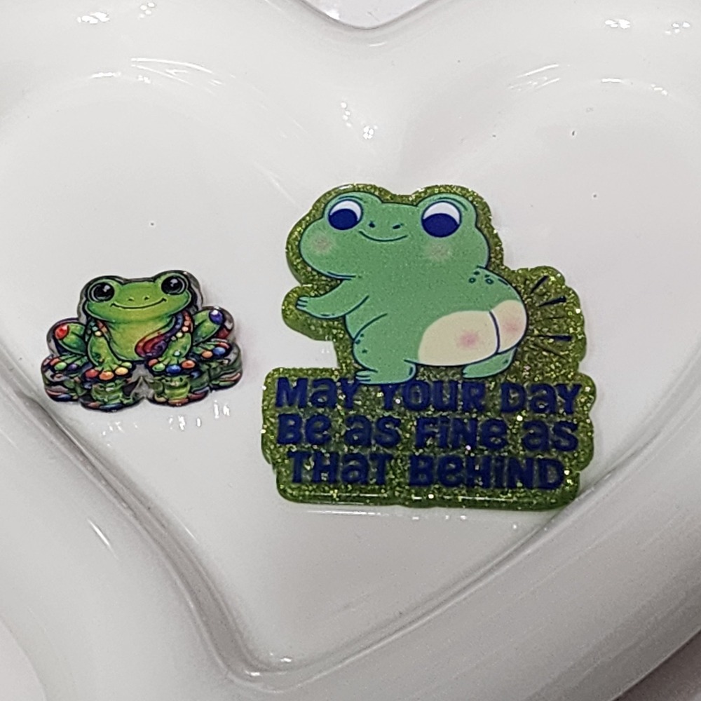 Frog Flatback Focal Bead Beaded Pen Badge Acrylic Bead Day Be Fine As Behind